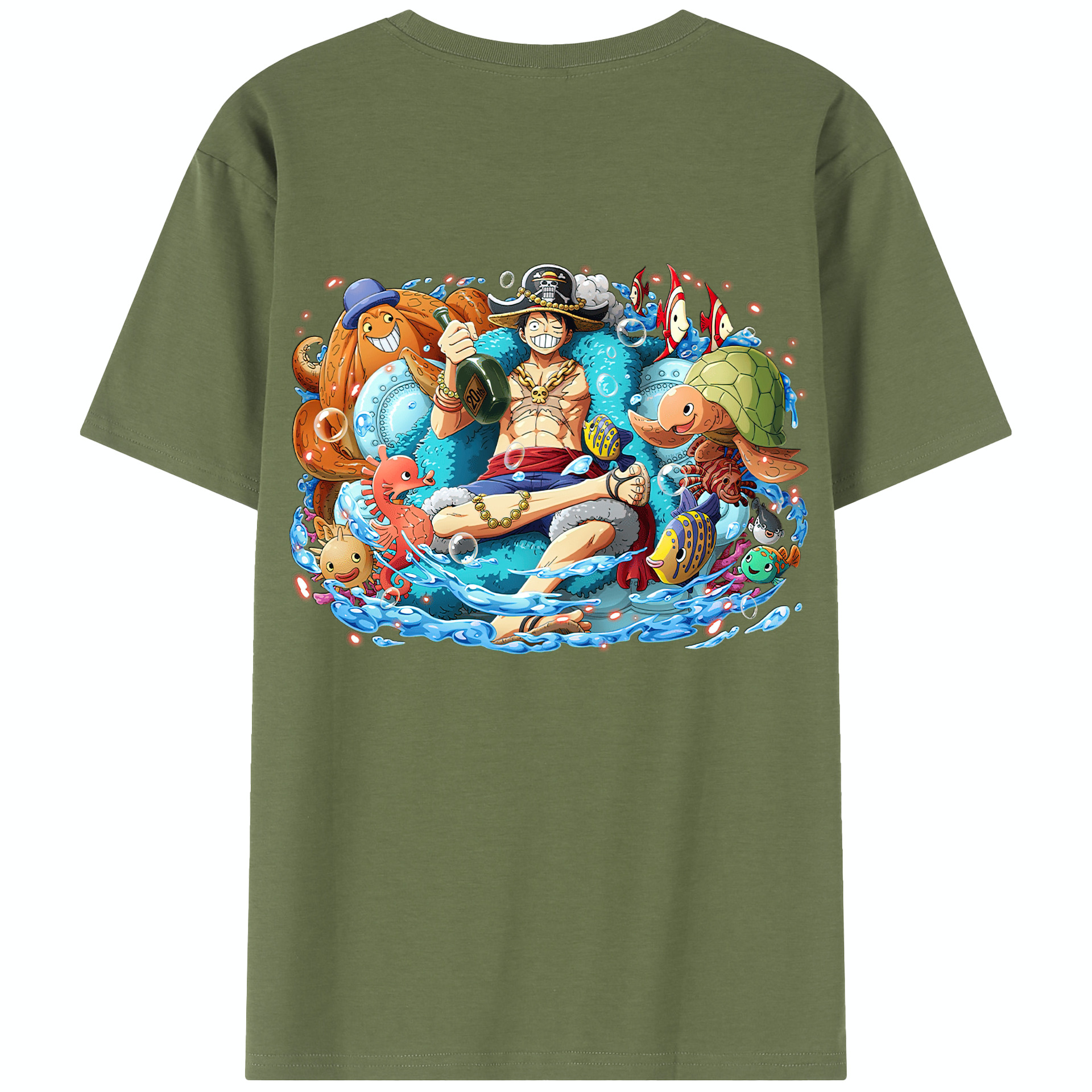 ワンピース モンキー・D・ルフィ ONE PIECE Monkey D. Luffy 綿100％半袖Tシャツ（背面プリント）